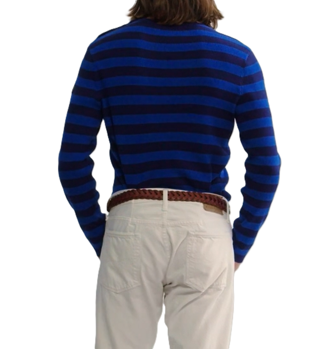 POLO Ralph Lauren MEN Cotton & Cashmere Ribbed Knit Stripe Crewneck Sweater