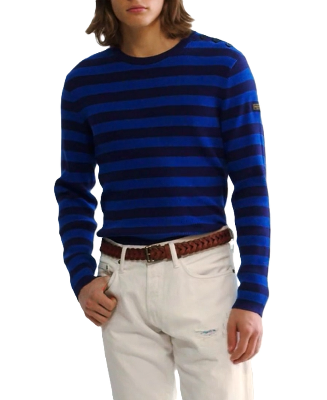 POLO Ralph Lauren MEN Cotton & Cashmere Ribbed Knit Stripe Crewneck Sweater