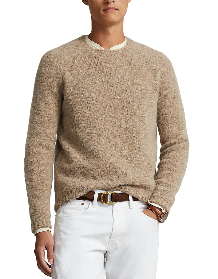 POLO Ralph Lauren MEN Suede Elbow Patch Crewneck Sweater