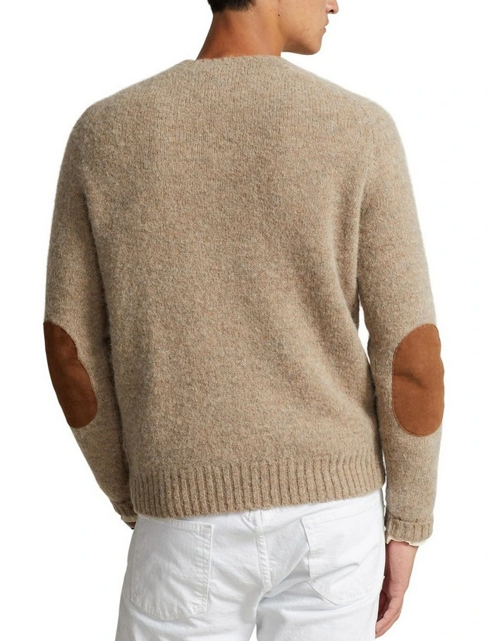 POLO Ralph Lauren MEN Suede Elbow Patch Crewneck Sweater