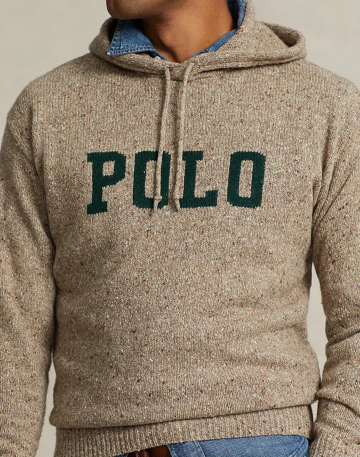 POLO Ralph Lauren MEN Intarsia Knit Hooded Logo Sweater