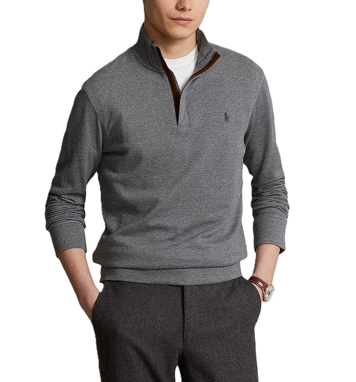 POLO Ralph Lauren MEN Cotton Blend Double Knit Quarter Zip Mock Neck Sweater