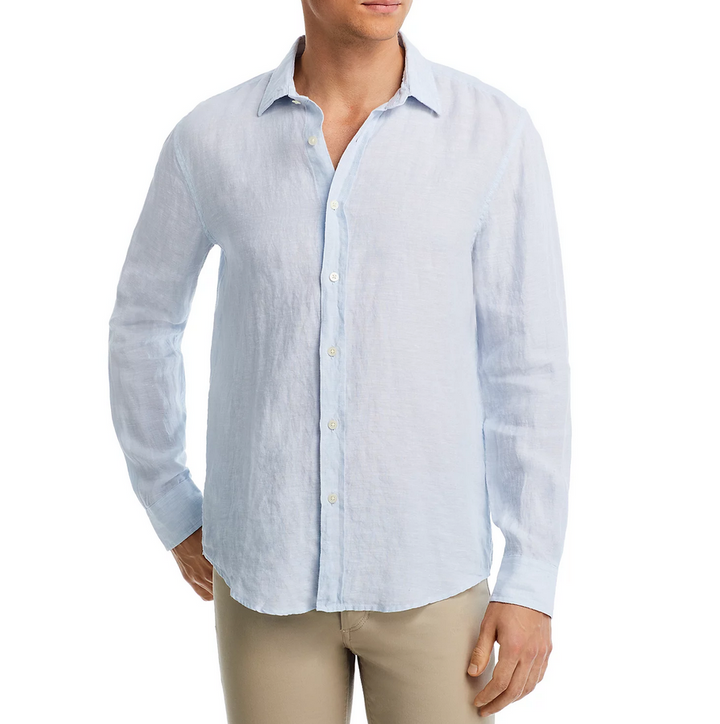 The Men's Store Linen Yarn-Dyed Solid Shirt