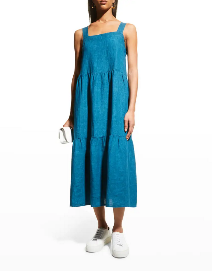 Eileen Fisher Organic Linen Tiered Midi Dress