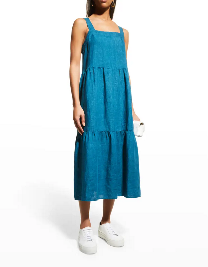 Eileen Fisher Organic Linen Tiered Midi Dress