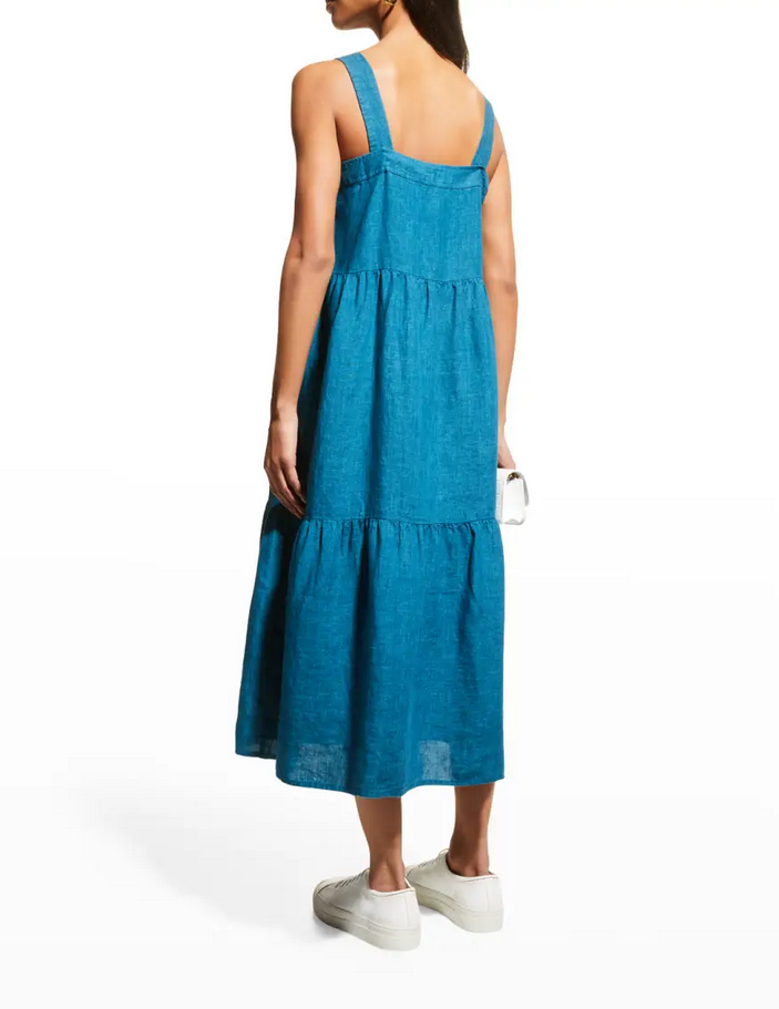 Eileen Fisher Organic Linen Tiered Midi Dress