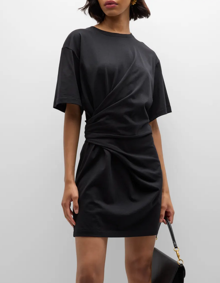 FRAME Organic Cotton Draped Mini Dress