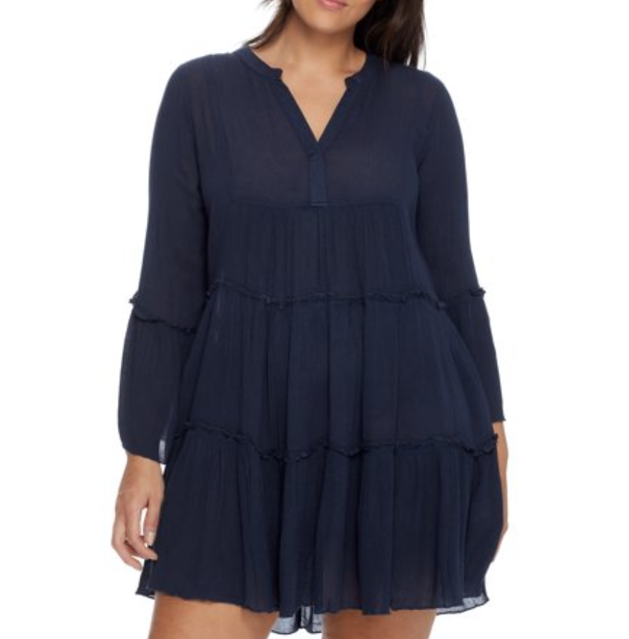 Elan Ruffle Trim Swing Dress