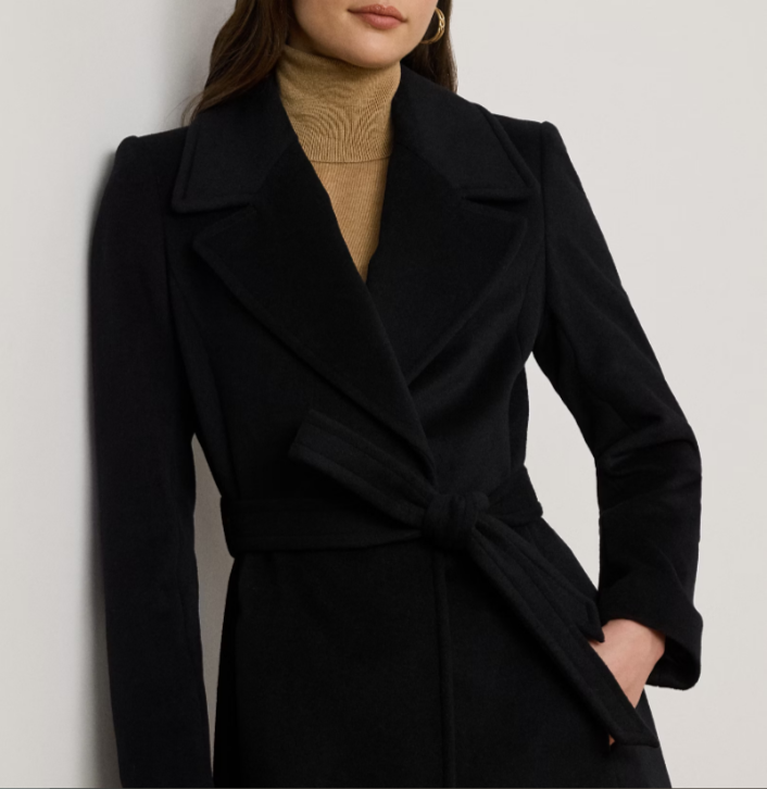 Lauren Ralph Lauren  Belted Wool-Blend Wrap Coat