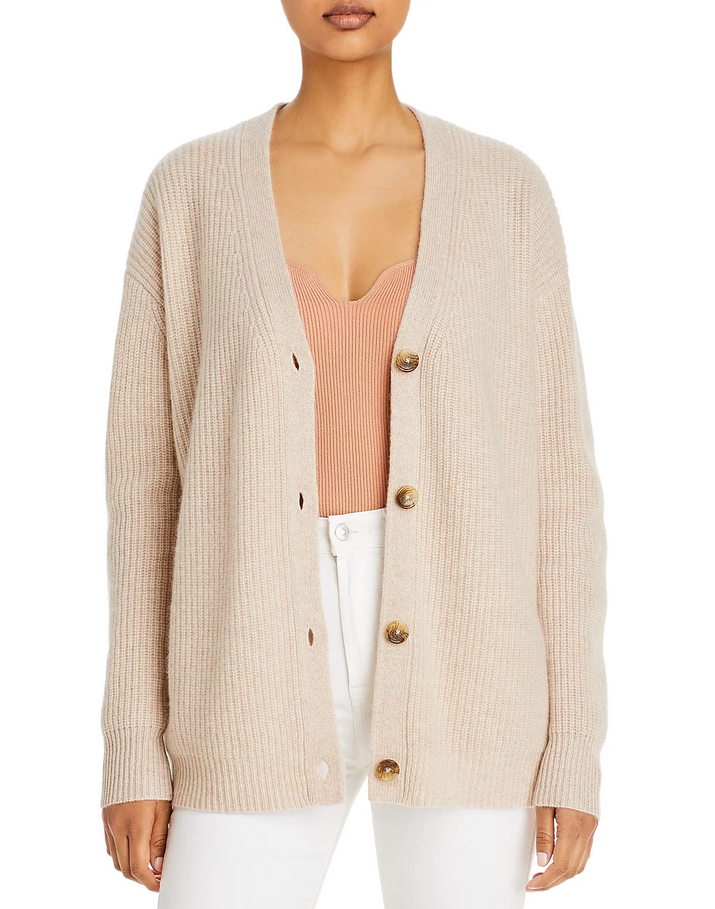 C by Cashmere Ribbed Oversized Cashmere Cardigan