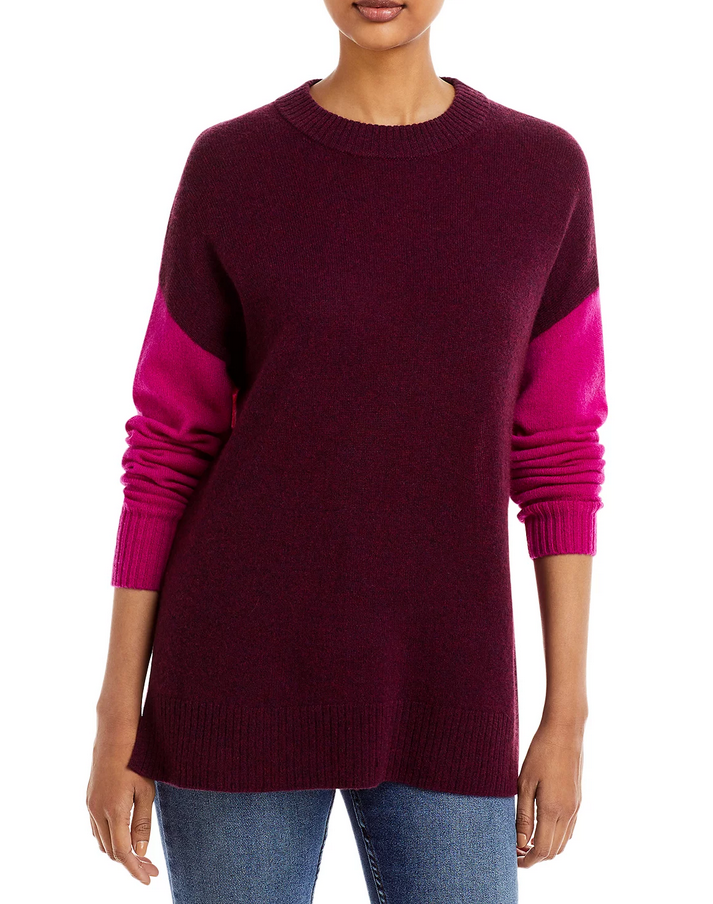 C by Cashmere Color Block Cashmere Tunic Sweater