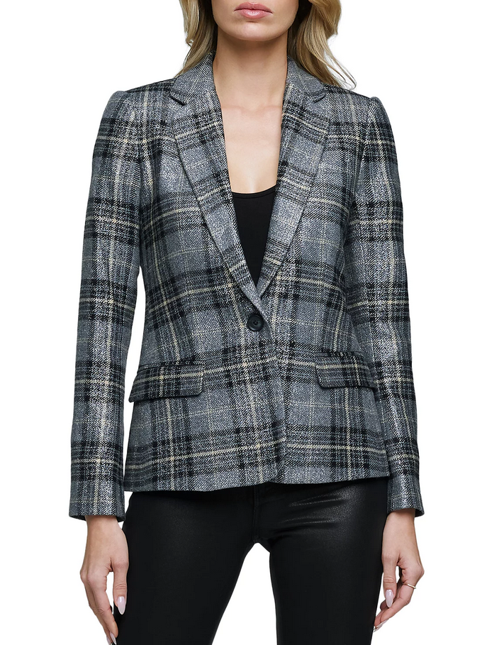 L'AGENCE Diana Metallic Plaid Blazer