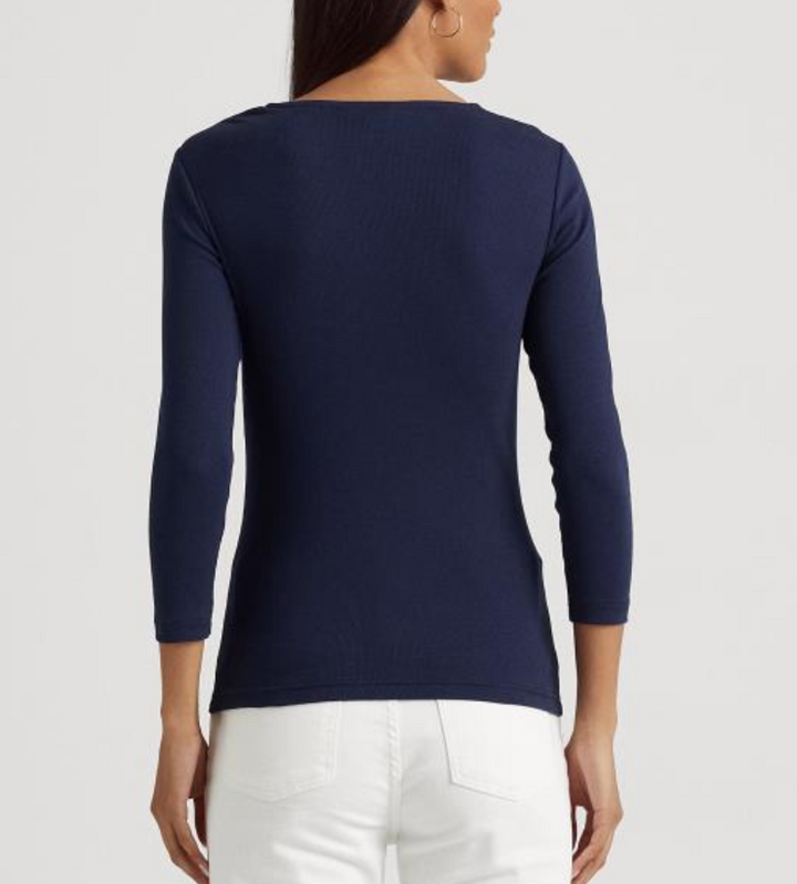 LAUREN RALPH LAUREN Ring-Front Rib-Knit Top