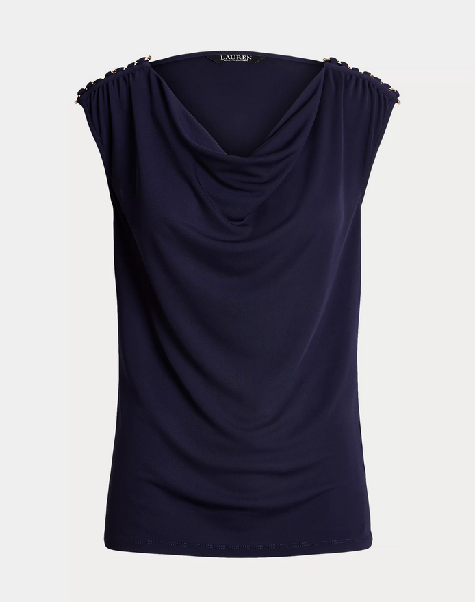 LAUREN RALPH LAUREN Jersey Sleeveless Cowl Neck Top