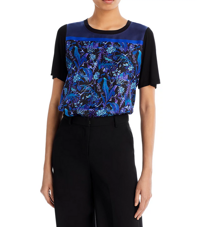 Kobi Halperin Lena Floral Print Mixed Media Top