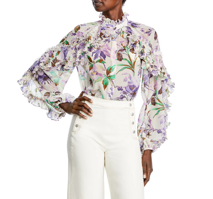 Kobi Halperin Phoenix Floral Print Ruffle Blouse