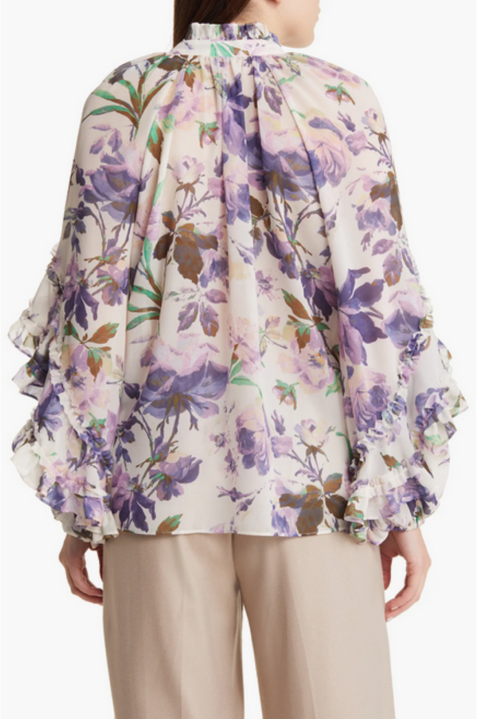 Kobi Halperin Phoenix Floral Print Ruffle Blouse