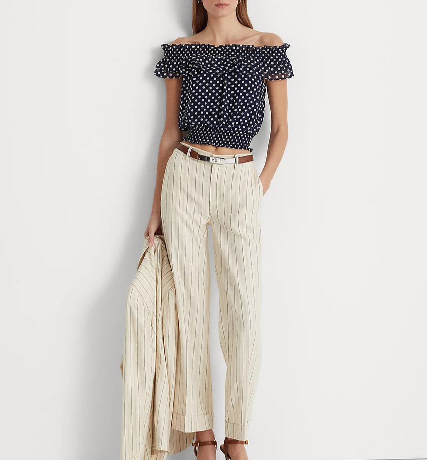 LAUREN RALPH LAUREN Polka-Dot Off-the-Shoulder Blouse