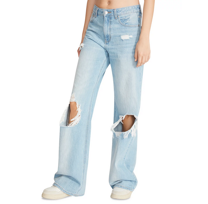 STEVE MADDEN Mylah Distressed High Rise Baggy Jeans