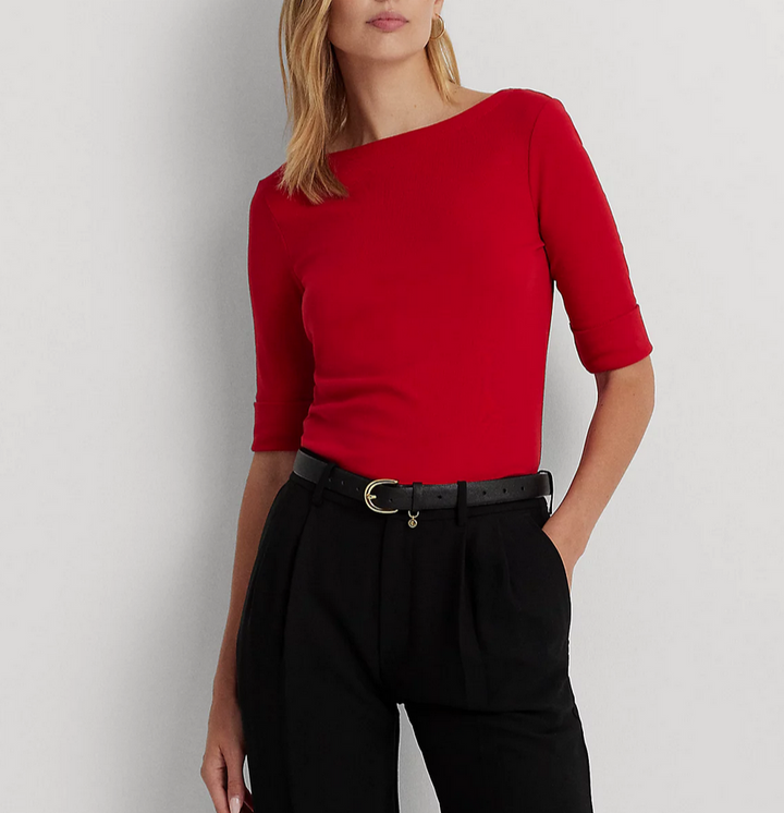 LAUREN RALPH LAUREN Cotton-Blend Boatneck Top