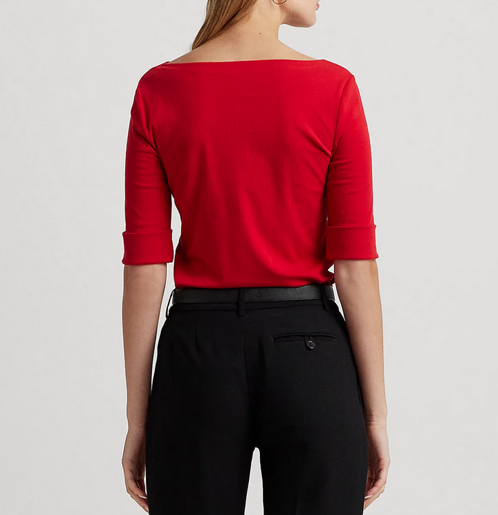 LAUREN RALPH LAUREN Cotton-Blend Boatneck Top