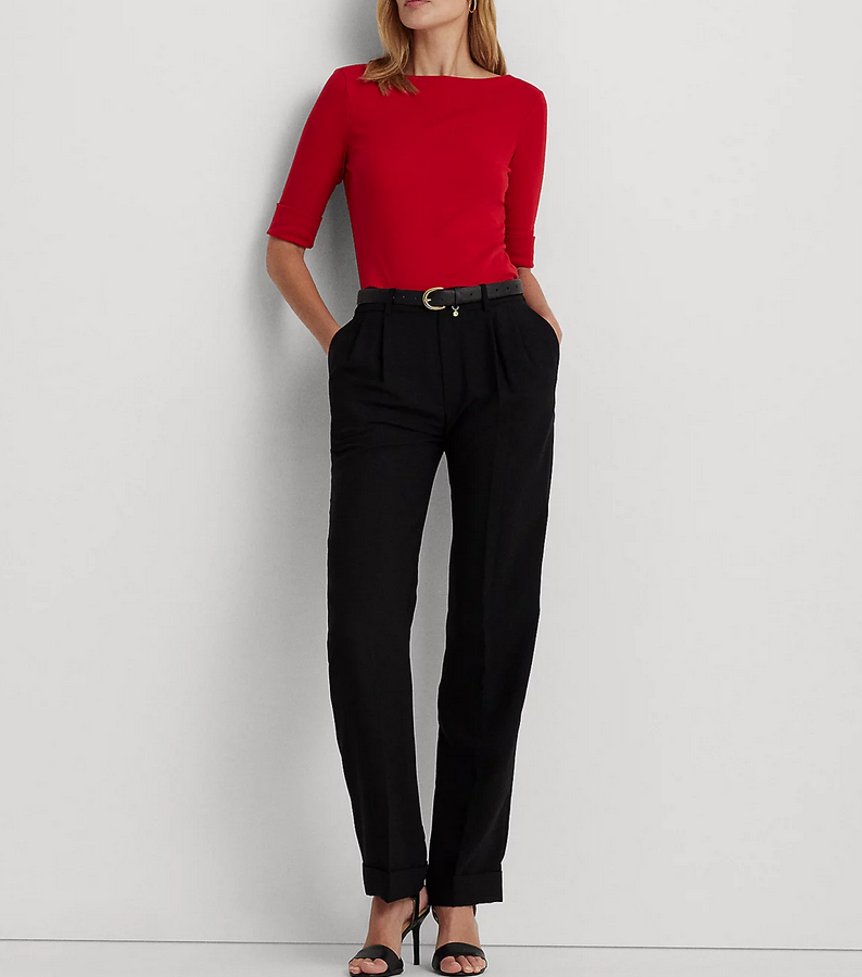 LAUREN RALPH LAUREN Cotton-Blend Boatneck Top