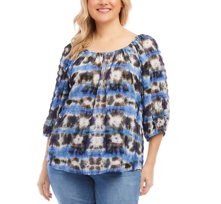 Karen Kane Plus Size Printed Peasant Top