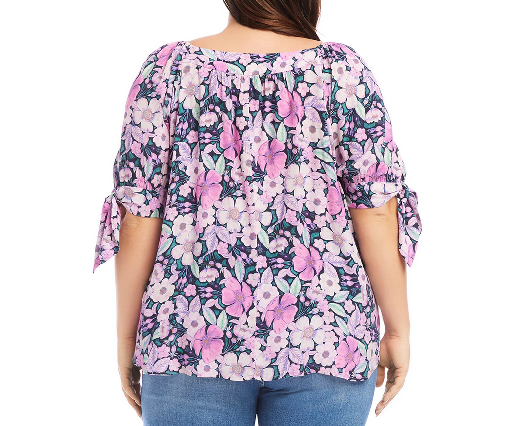 Karen Kane Plus Size Floral Print Square Neck Top