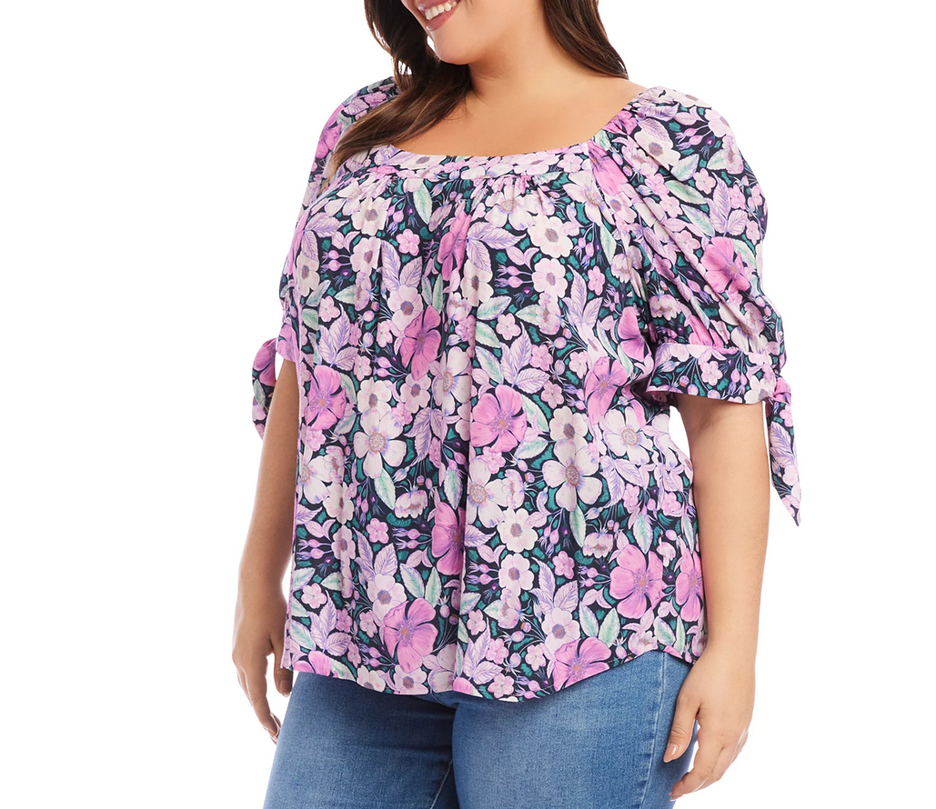 Karen Kane Plus Size Floral Print Square Neck Top