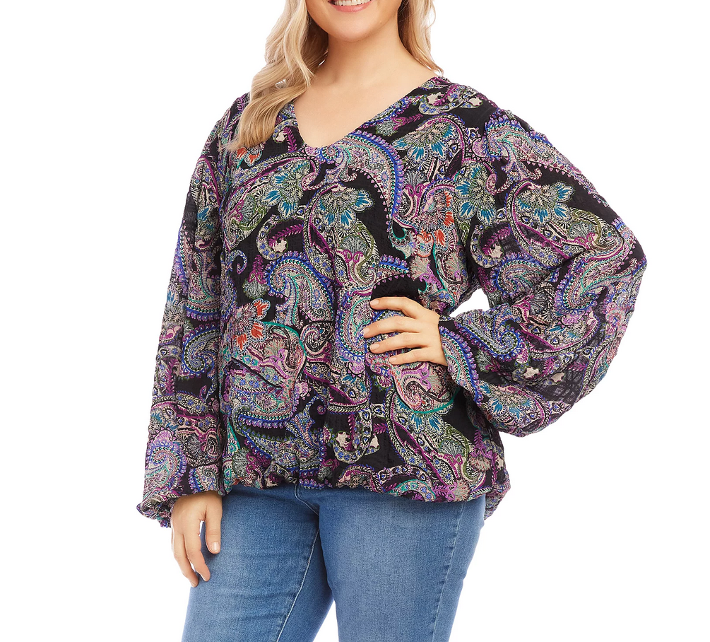 Karen Kane Plus Size Printed Blouson Sleeve Top