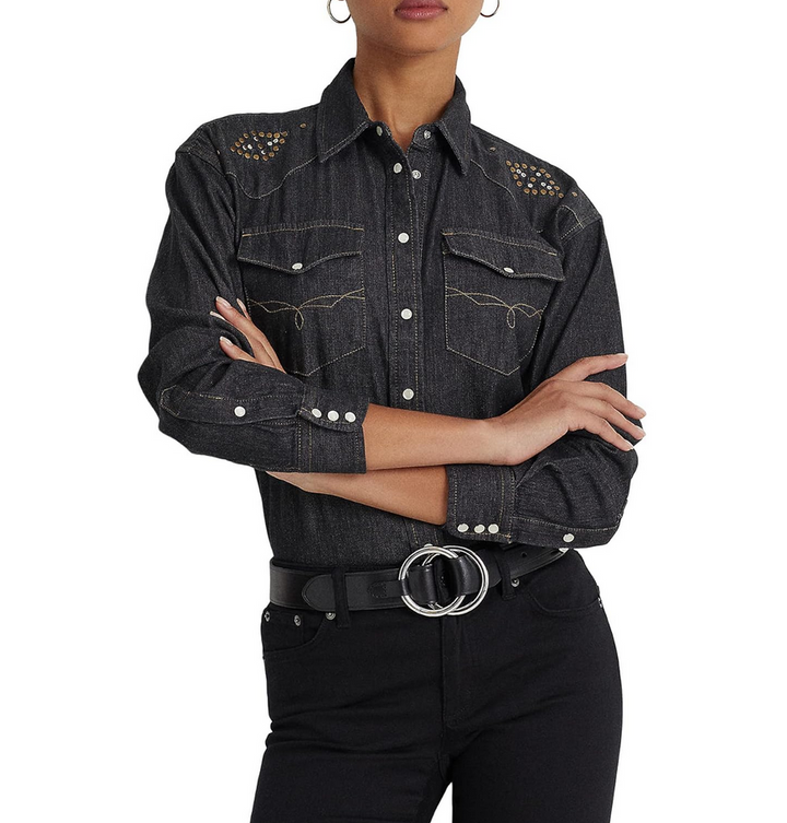 LAUREN RALPH LAUREN Studded Denim Shirt