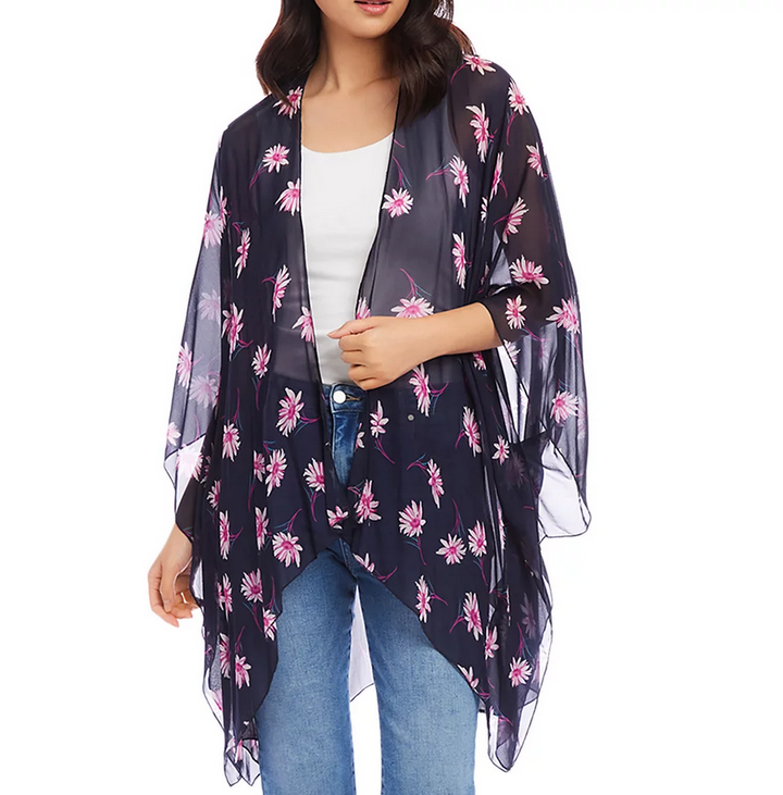 Karen Kane Open Front Floral Print Jacket Wrap