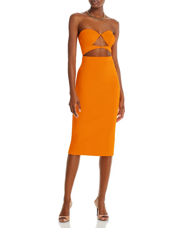 FORE Strapless Bodycon Midi Dress