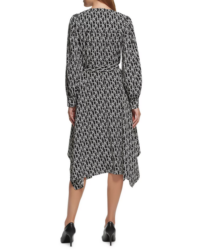 KARL LAGERFELD PARIS Printed Crepe Shirt Dress