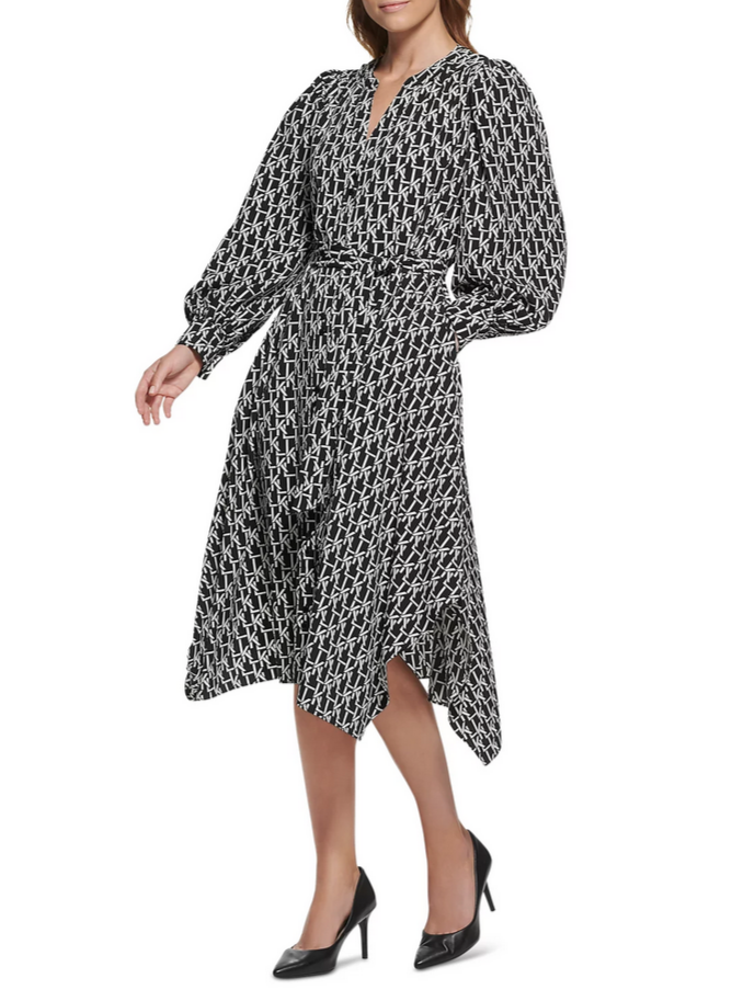 KARL LAGERFELD PARIS Printed Crepe Shirt Dress