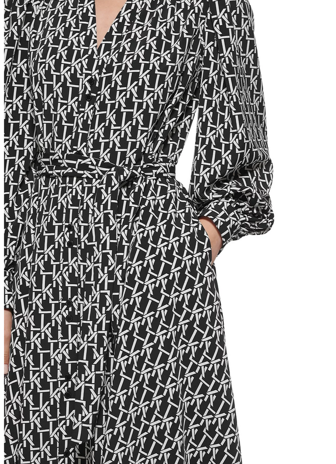 KARL LAGERFELD PARIS Printed Crepe Shirt Dress