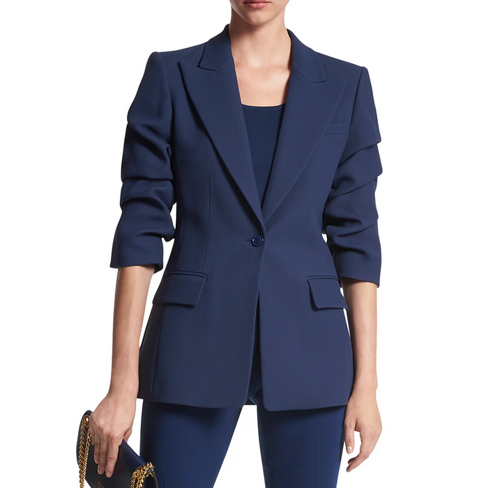 MICHAEL KORS Collection Cate Ruched Sleeve Sable Blazer