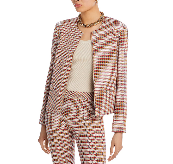 Rosetta Getty Houndstooth Zip Front Jacket