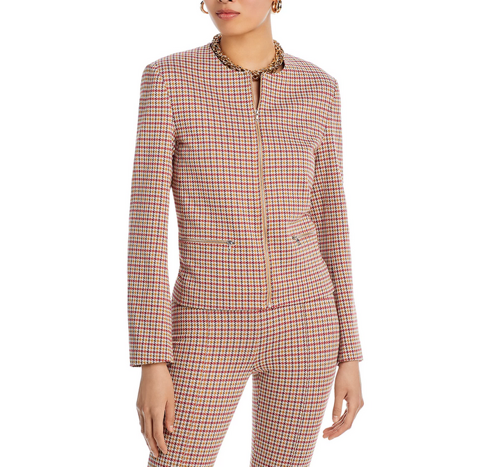 Rosetta Getty Houndstooth Zip Front Jacket