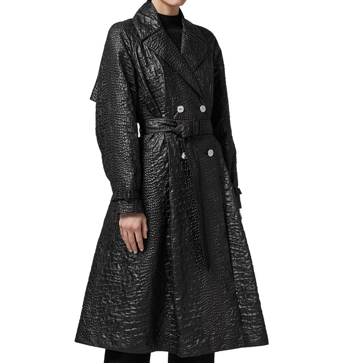 VERSACE Faux Leather Trench Coat