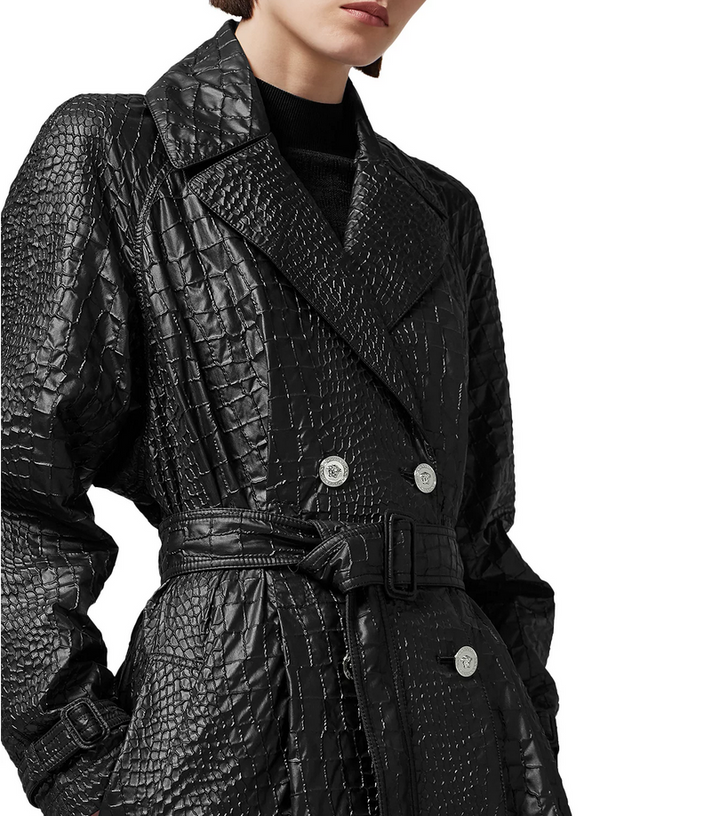 VERSACE Faux Leather Trench Coat