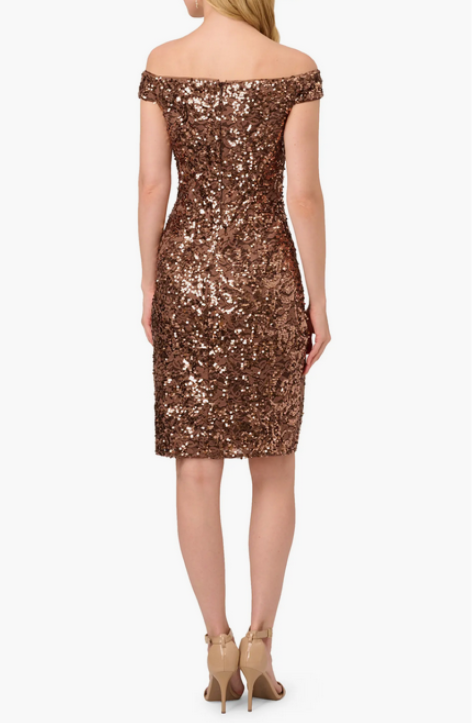 Adrianna Papell Sequined Off-The-Shoulder Dress