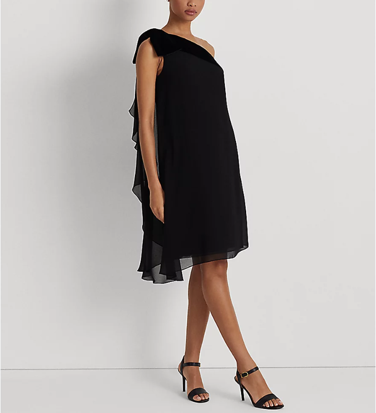 ralph lauren one shoulder black dress one shoulder RALPH LAUREN black DRESS with