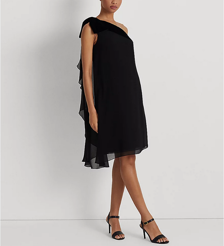 Lauren Ralph Lauren Chiffon One-Shoulder Dress