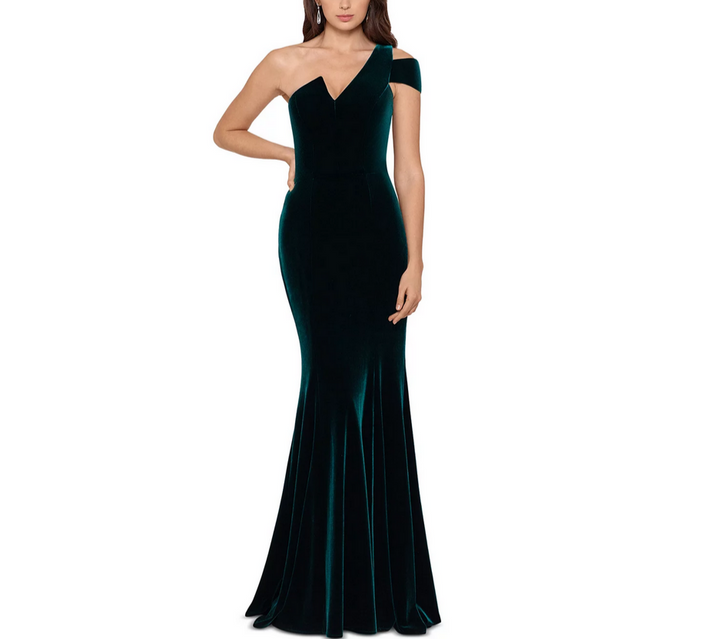 AQUA Velvet One-Shoulder Gown