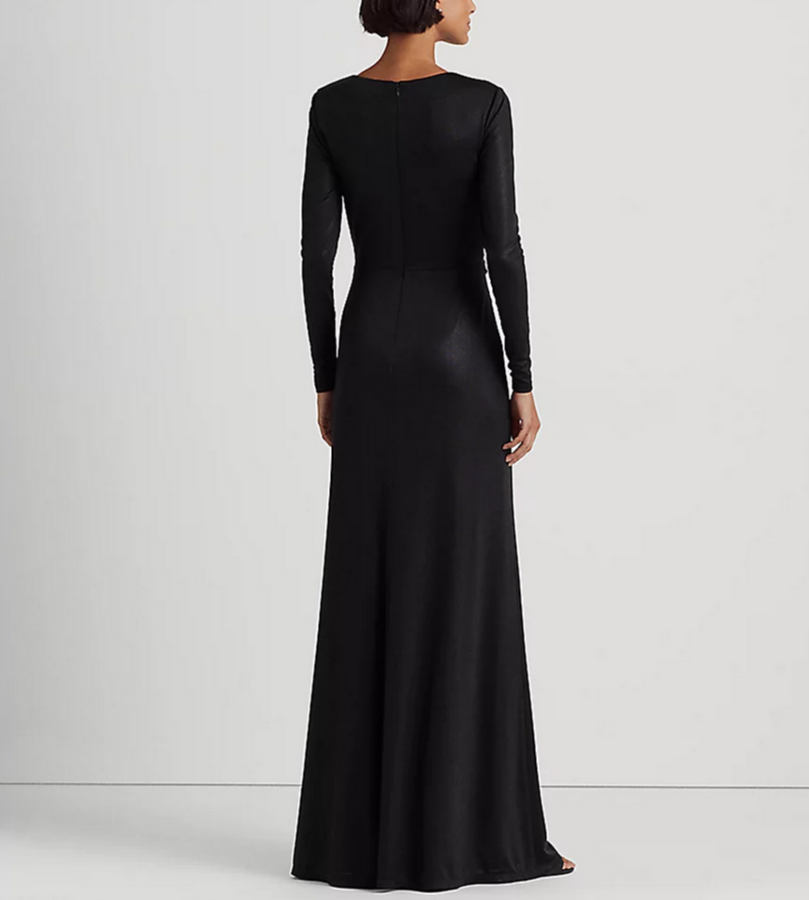 LAUREN RALPH LAUREN Twist-Front Foil-Print Jersey Gown