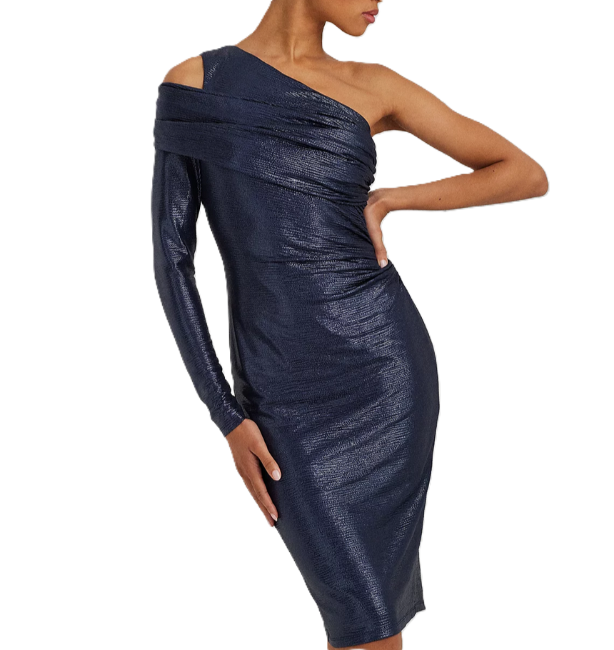 One Shoulder Metallic Knit Dress Rose Gold One Shoulder Metallic Knitted Dress Gown Rose Gold One Shoulder Metallic Knit Dress Rose Gold One Shoulder Metallic Knitted Dress Gown Rose Gold