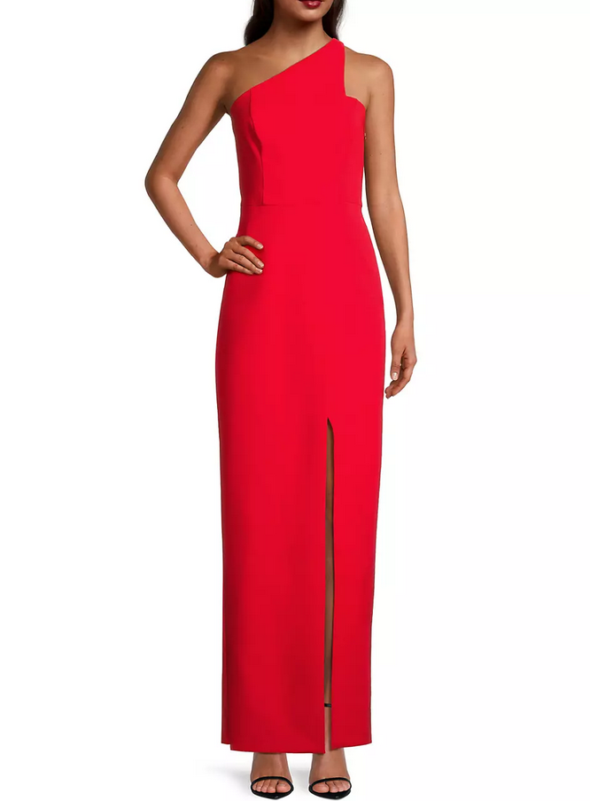 Liv Foster Crepe One Shoulder Gown
