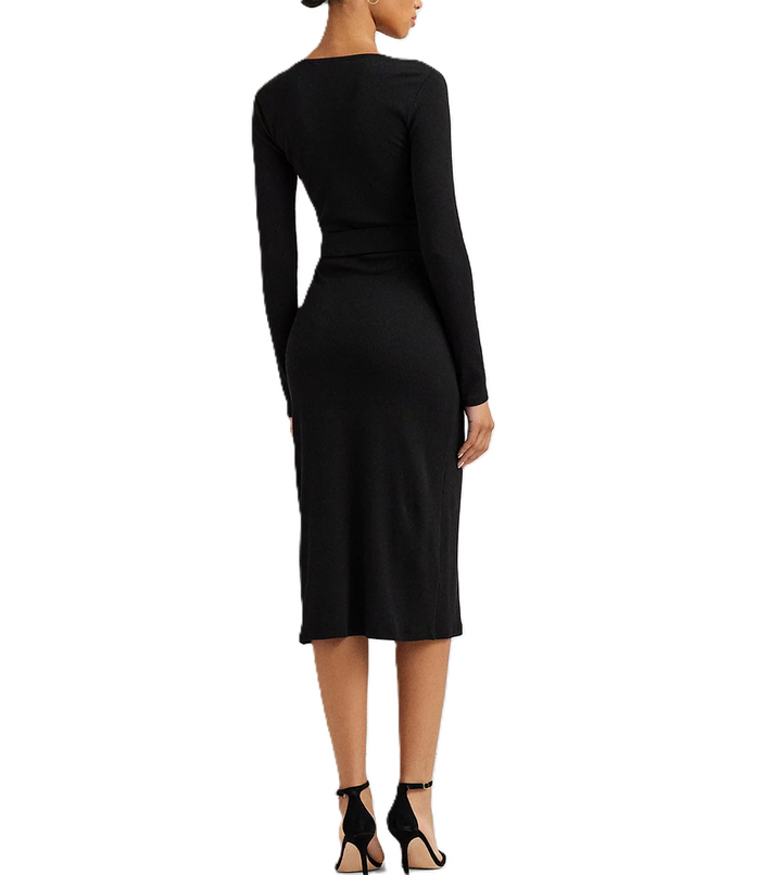LAUREN RALPH LAUREN Belted Rib-Knit Dress
