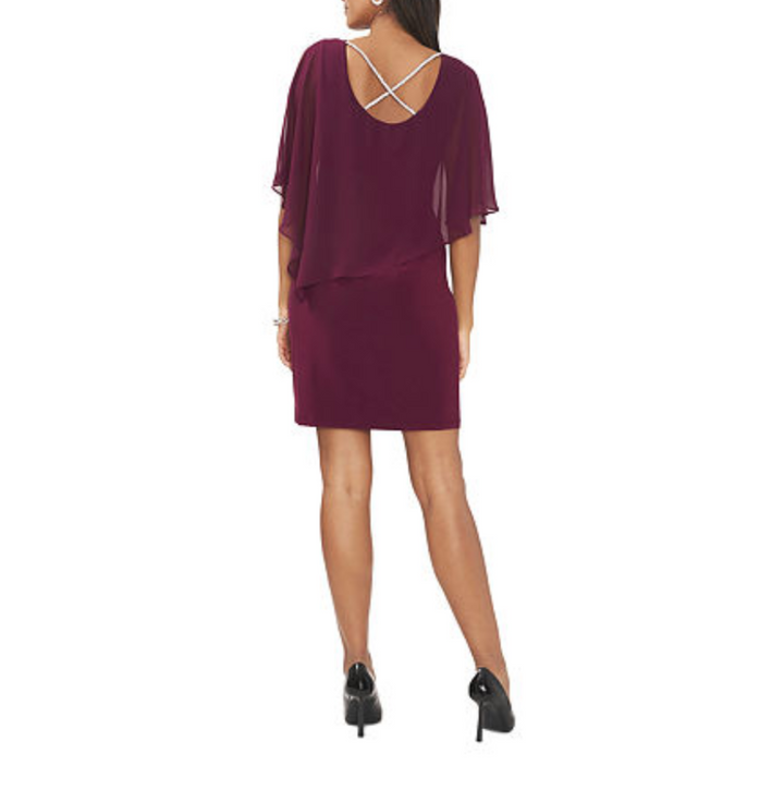 MSK Rhinestone-Trim Chiffon Popover Dress